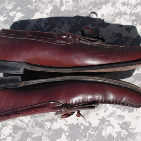 DEXTER RED/BROWN LEATHER & LEATHER SOLED MEN\'S sz10.5 KILTIE TIE LOAFERS KD 6864 main image 7